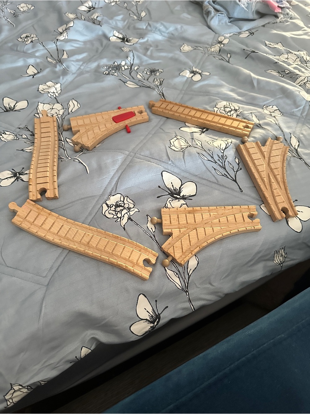 Wooden Train Track Switch and Curves Set - Light Brown